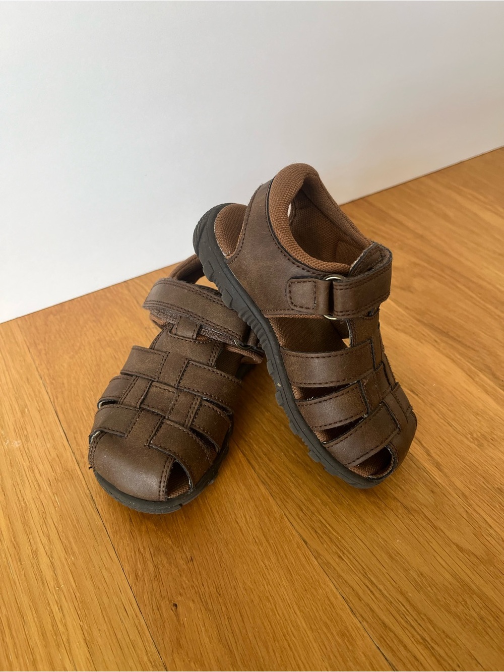 Scott David Toddler Boys 8 Brown Comfy Closed-Toe Fisherman Sandals Nautical